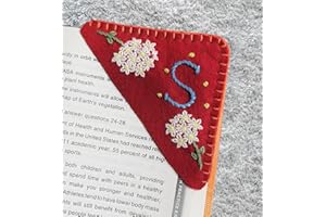 Personalized Hand Embroidered Corner Bookmark, Bookmarks for Women, Personalized Bookmark for Books, Cute Flower Book Mark, Hand Stitch Gift for Women for Book Lovers by HNQCPCVU (S, RED)