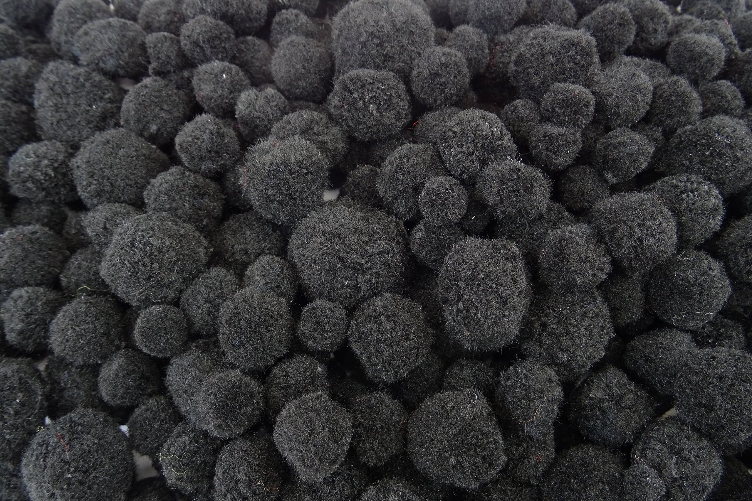 50 Craft Poms Multi Coloured Fluffy Balls Various Sizes Children Arts & Crafts - Colour: Black