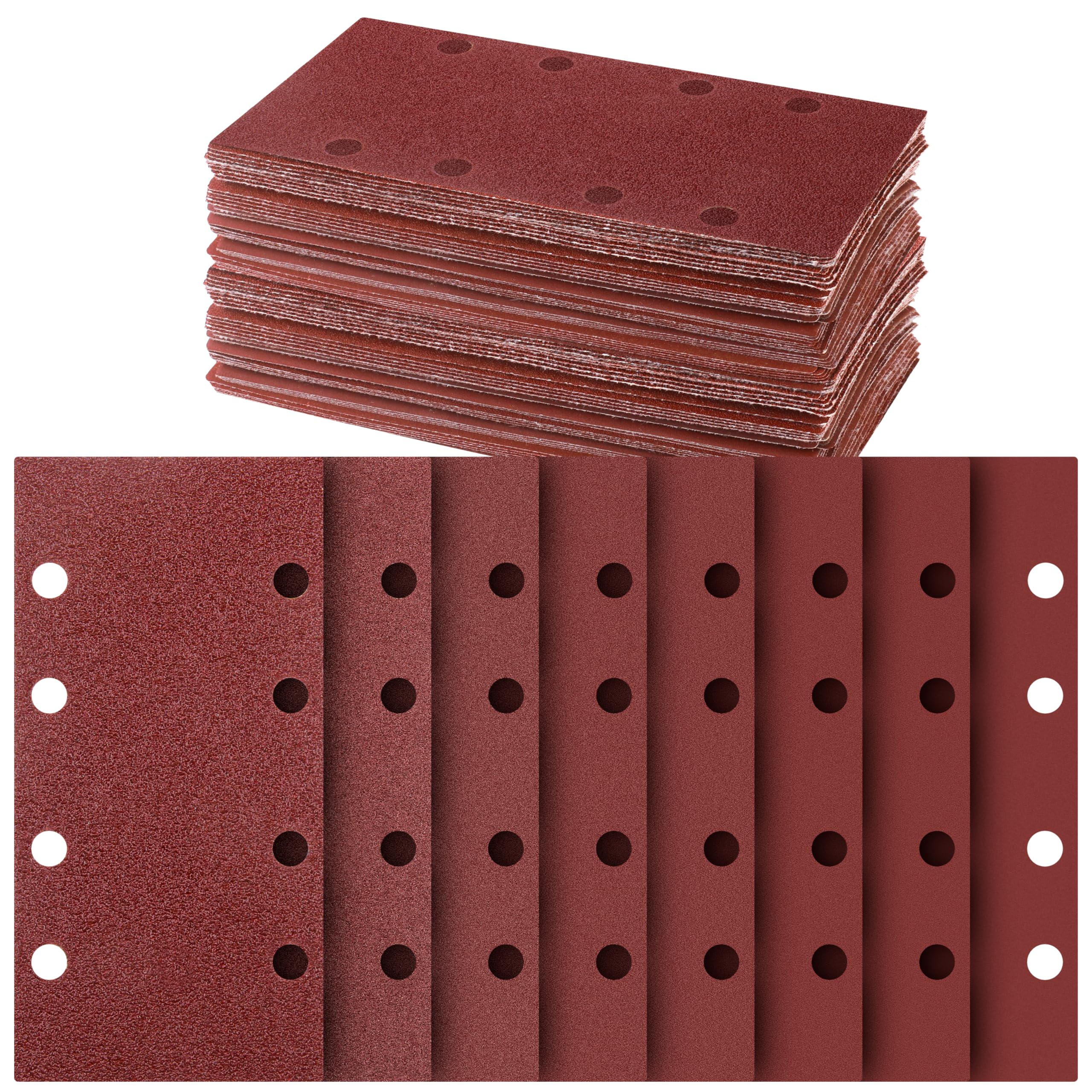 Photo 1 of Sand Paper Sheets 40 PCS, 8 Holes Hook & Loop Sandpaper Sanding Sheet Assorted for 1/3 Sheet Sander, 60/80/120/180/320/600/800/1000 Grits Sandpaper for Wood Metal Crafts Plaster and Other Surfaces