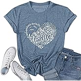 Women Adventure Awaits Outdoor Graphic Tee Shirt Kindness Heart Printed Hike Mountain Nature Travel Shirt Workout Tops