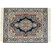 Dollhouse Area Rug – Blue Miniature Carpet Accessory for Doll Houses, 10 x 7 Inch Rectangular Floor Décor, Oriental Style