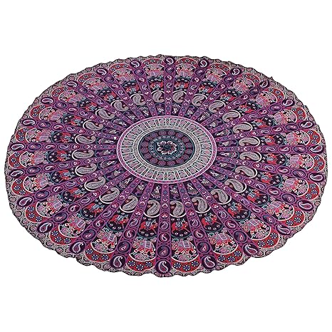 Amazon.com: Mandala Roundie púrpura impreso de la playa Yoga ...