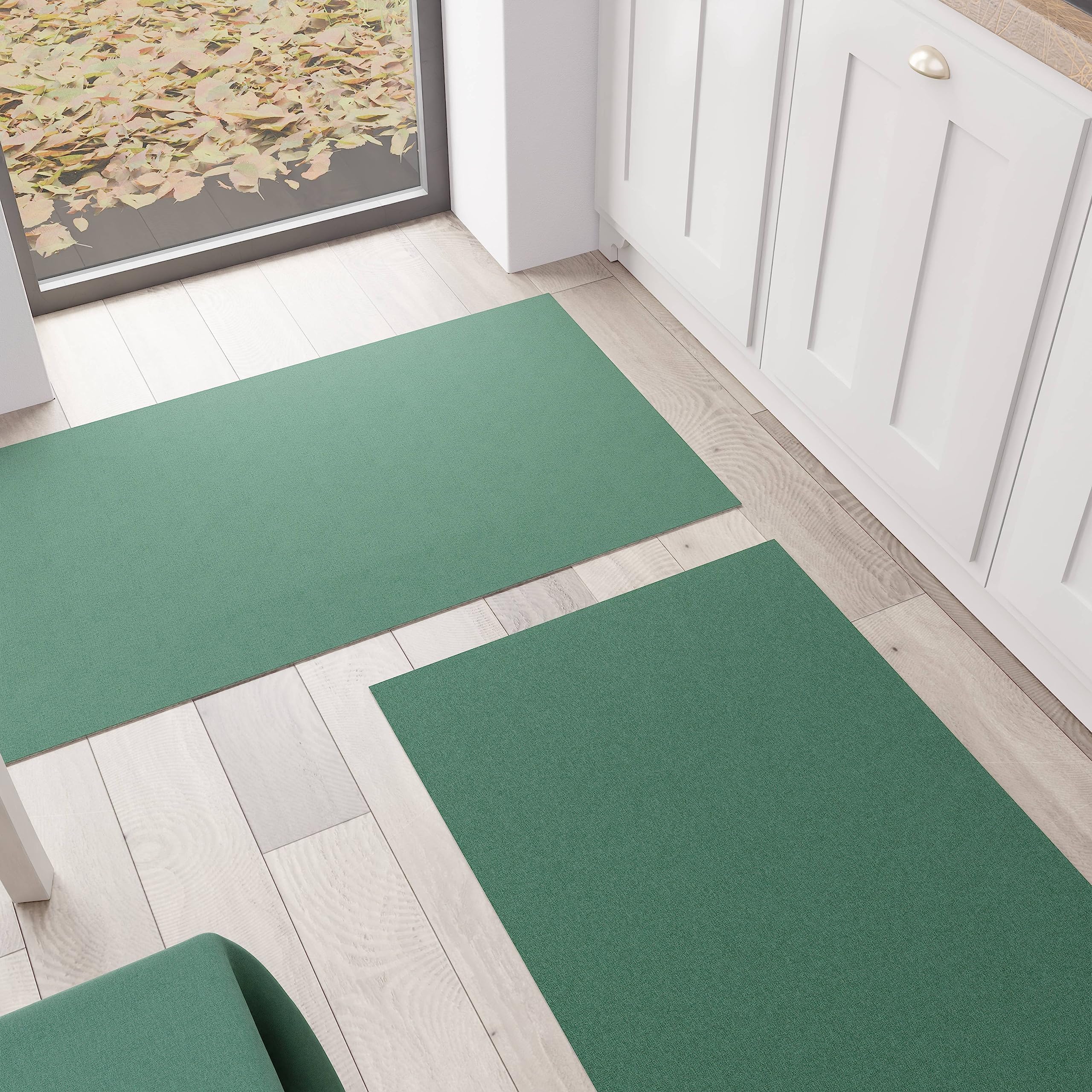 PETTI Artigiani Italiani - Kitchen Rug, Runner, Kitchen Rug, Washable, Non-Slip, Rug Runner, Kitchen Rug, Plain Colour, 52 x 440 cm, Green, 100% Made in Italy