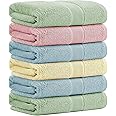 Aibaser Bath Towels, 27x54inch - Natural, Ultra Absorbent Towels for Bathroom, Travel, Gym, Shower and Spa (6 Piece Set)