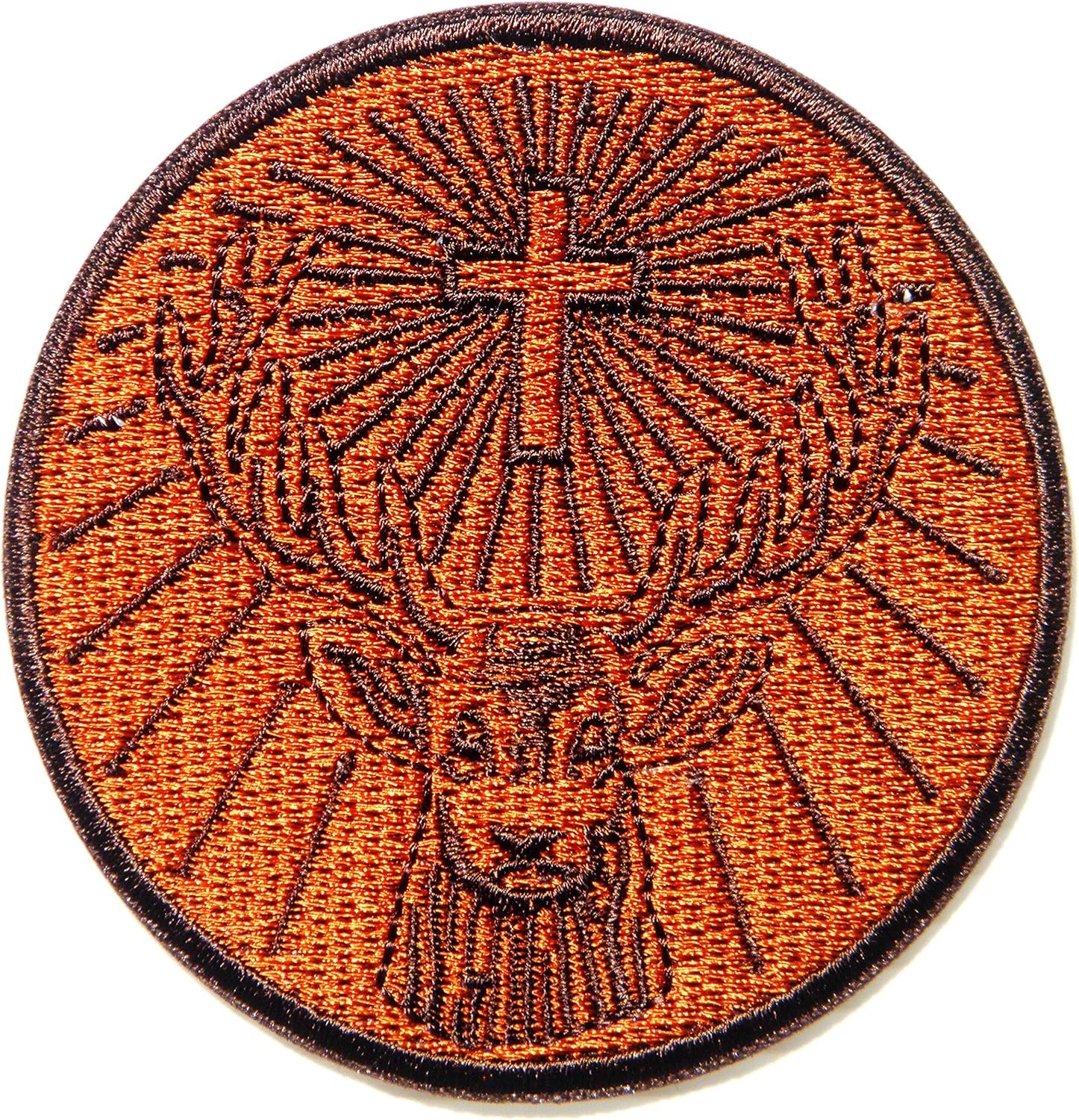 amazon com the saint behind the jagermeister cross deer christian jesus patch iron on sew embroidered applique logo badge sign symbol embelm craft costume gift kitchen dining the saint behind the jagermeister cross deer christian jesus patch iron on sew embroidered applique logo badge sign symbol embelm craft costume gift
