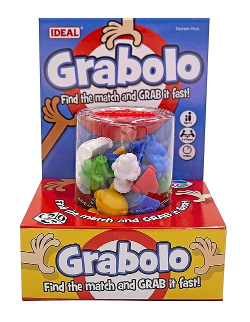 Ideal Grabolo: Find the match and grab it fast reaction game Quick play family game For 3-6 Players Ages 4+, Multicolor