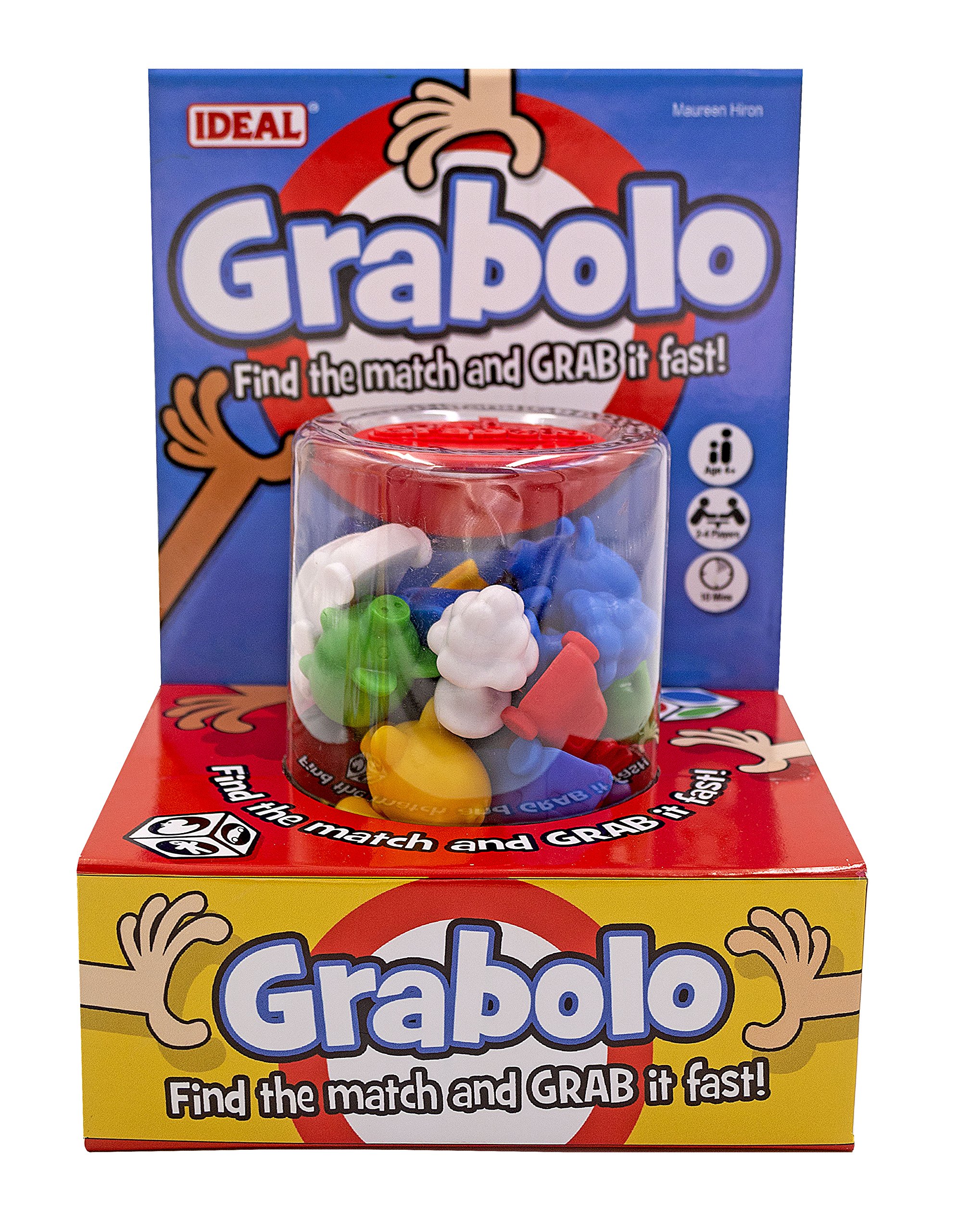 Ideal Grabolo: Find the match and grab it fast reaction game Quick play family game For 3-6 Players Ages 4+, Multicolor