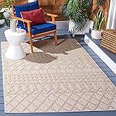 SAFAVIEH Washable Rug Outdoor Global Collection - 5'3" x 7'6", Beige & Brown, Non-Shedding & Easy to Clean, Ideal for Patio, 