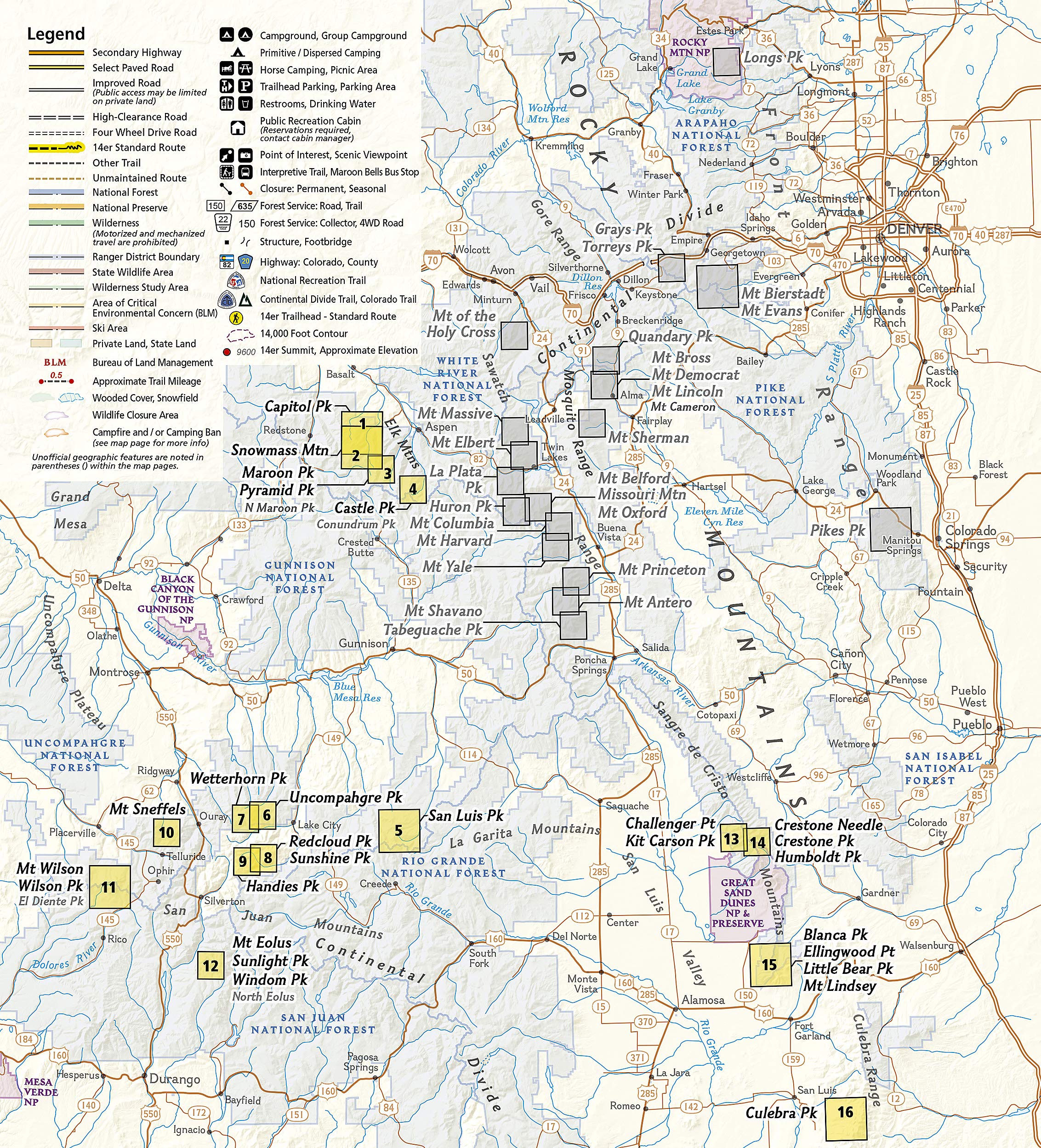 Map Of Colorado 14ers Colorado 14Ers South [San Juan, Elk, And Sangre De Cristo Mountains]  (National Geographic Topographic Map Guide, 1303): National Geographic Maps  - Trails Illustrated: 9781566957007: Amazon.com: Books