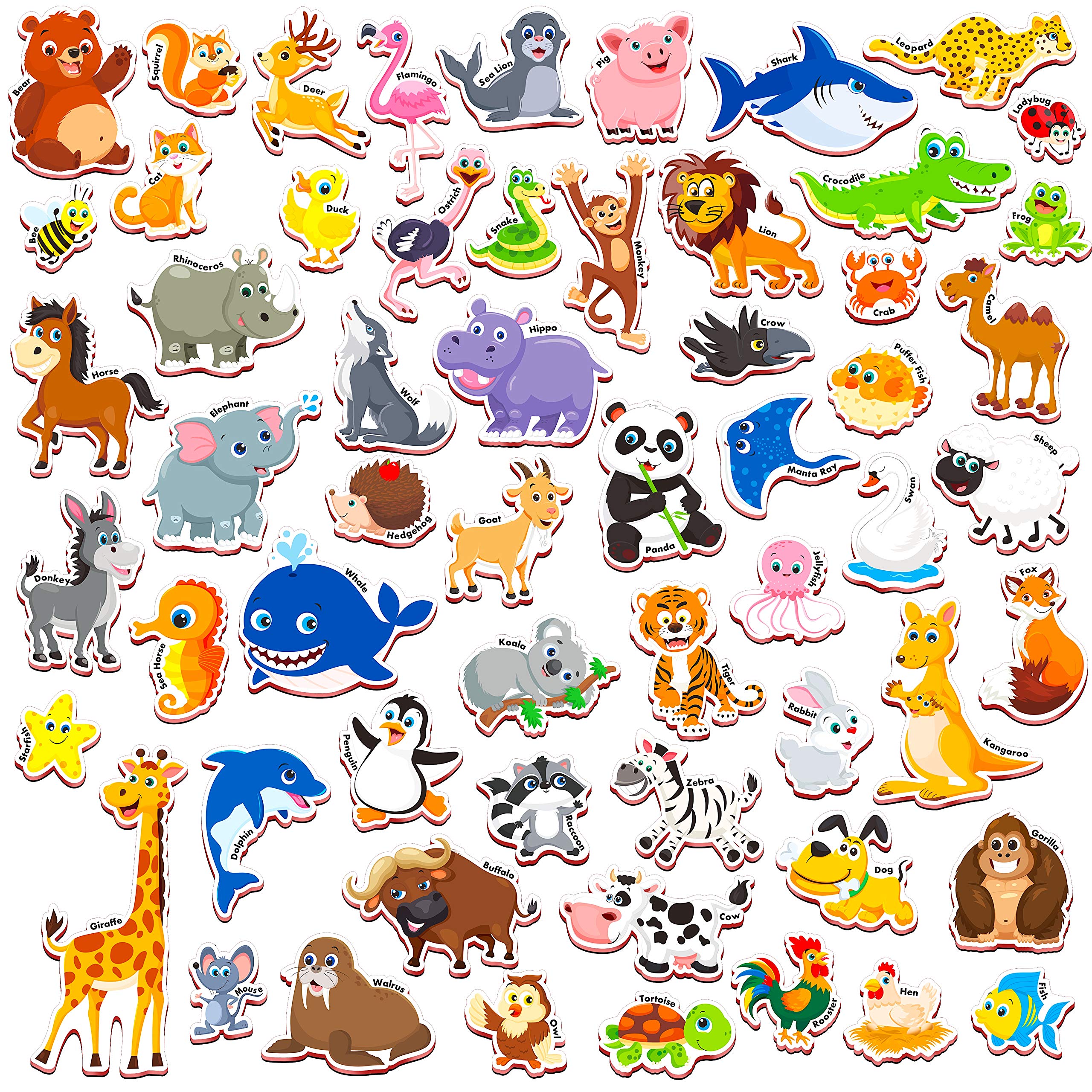 SpriteGru 60 PCS Cartoon Animals Zoo Magnets For Toddlers Kids, Perfect Preschool Learning — image 1