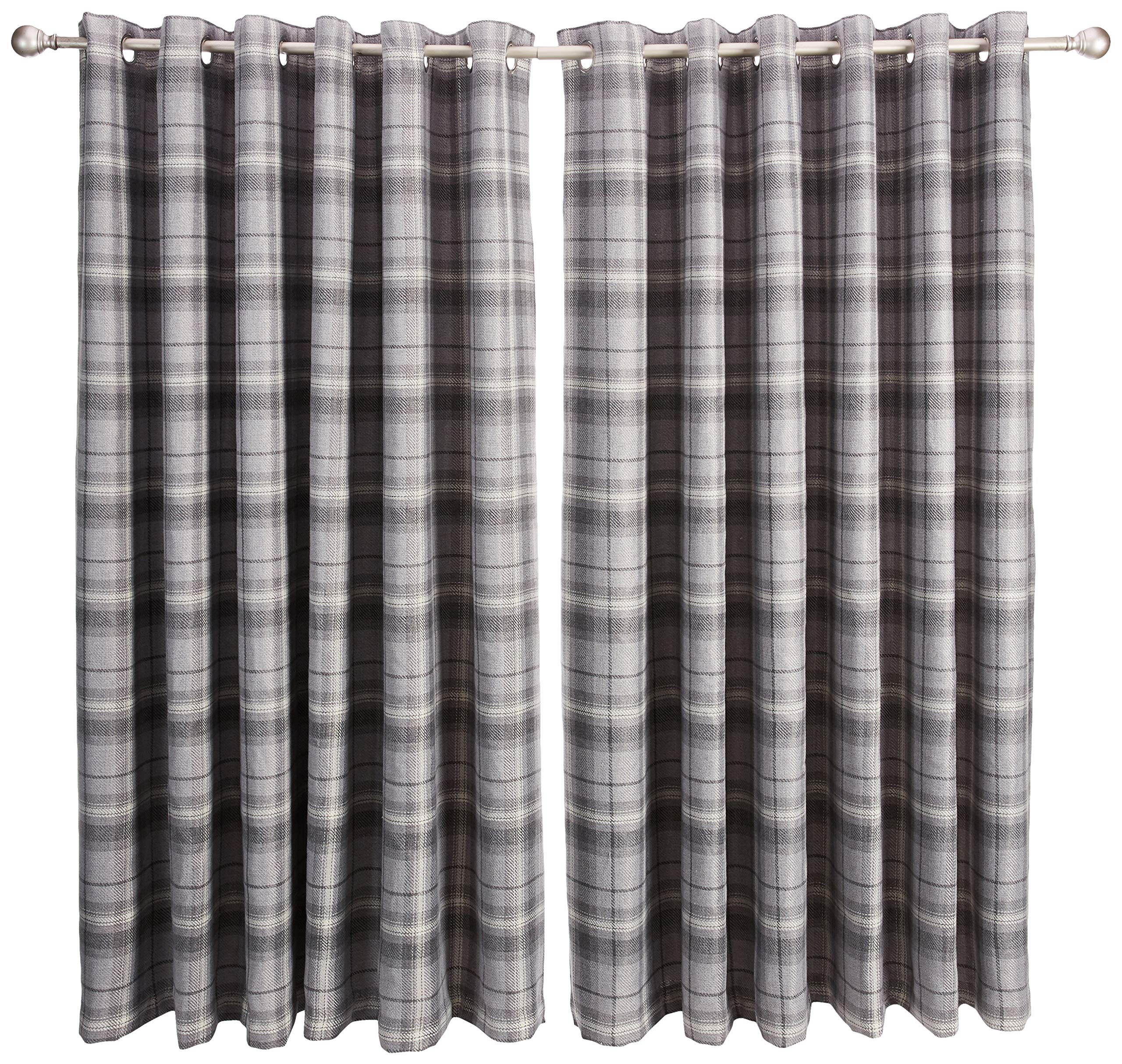Sundour Carnoustie Eyelet Ring Top Curtains 90x72 Grey, Polyester, 90 x 72