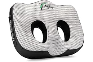 Aylio Socket Seat Cushion for Sit Bone and Back Pressure Relief, Butt, Tailbone, Hip, Hamstring, Posture Support - Firm Memory Foam Comfort Ischial Tuberosity Pillow for Desk Chair or Car