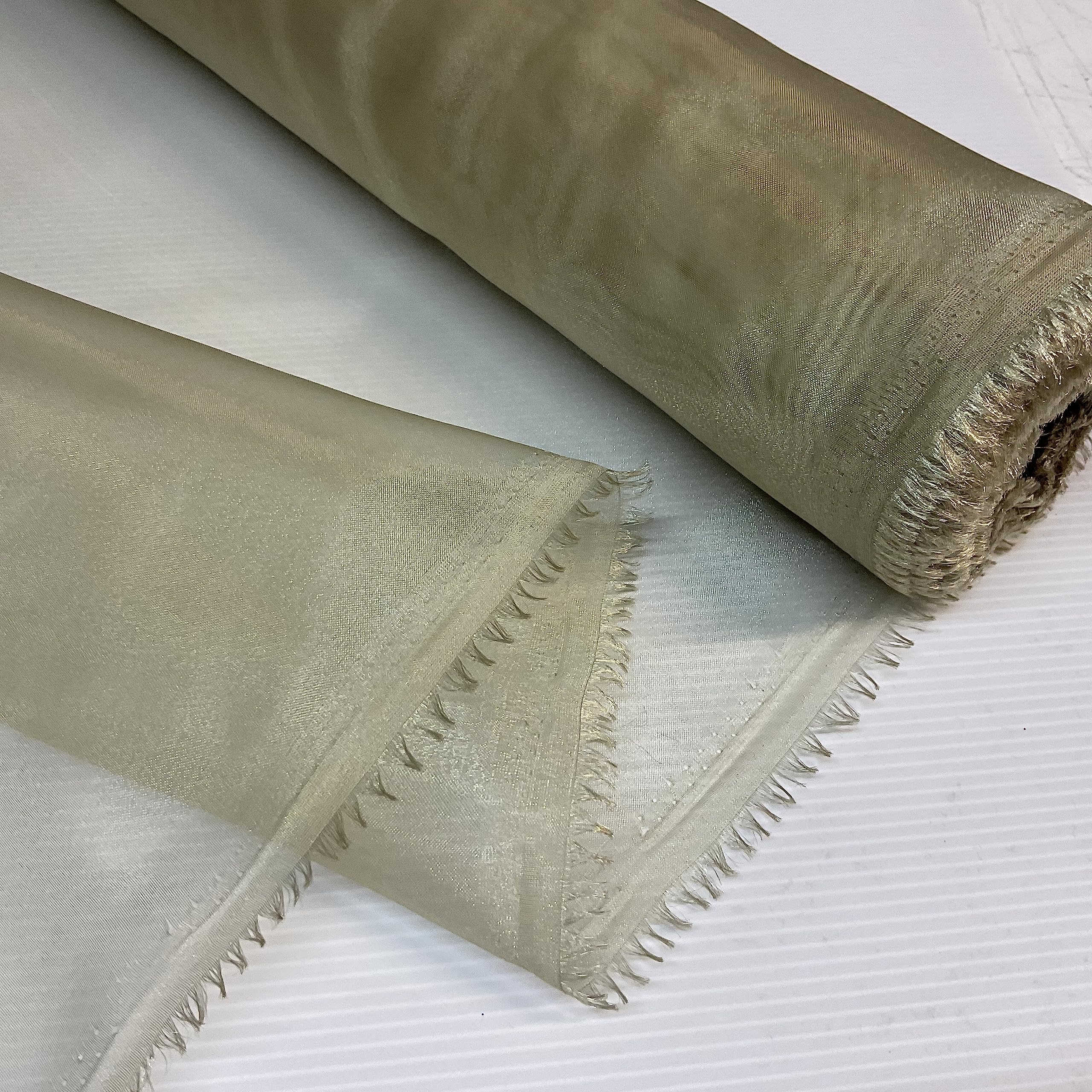 Beige 1 Meter Pack Plain Sheer Lightweight Organza Voile Drape Curtain, Wedding, Chair Sash Fabric 150cm Wide — image 1