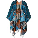Urban CoCo Women's Printed Tassel Open front Poncho Cape Cardigan Wrap Shawl