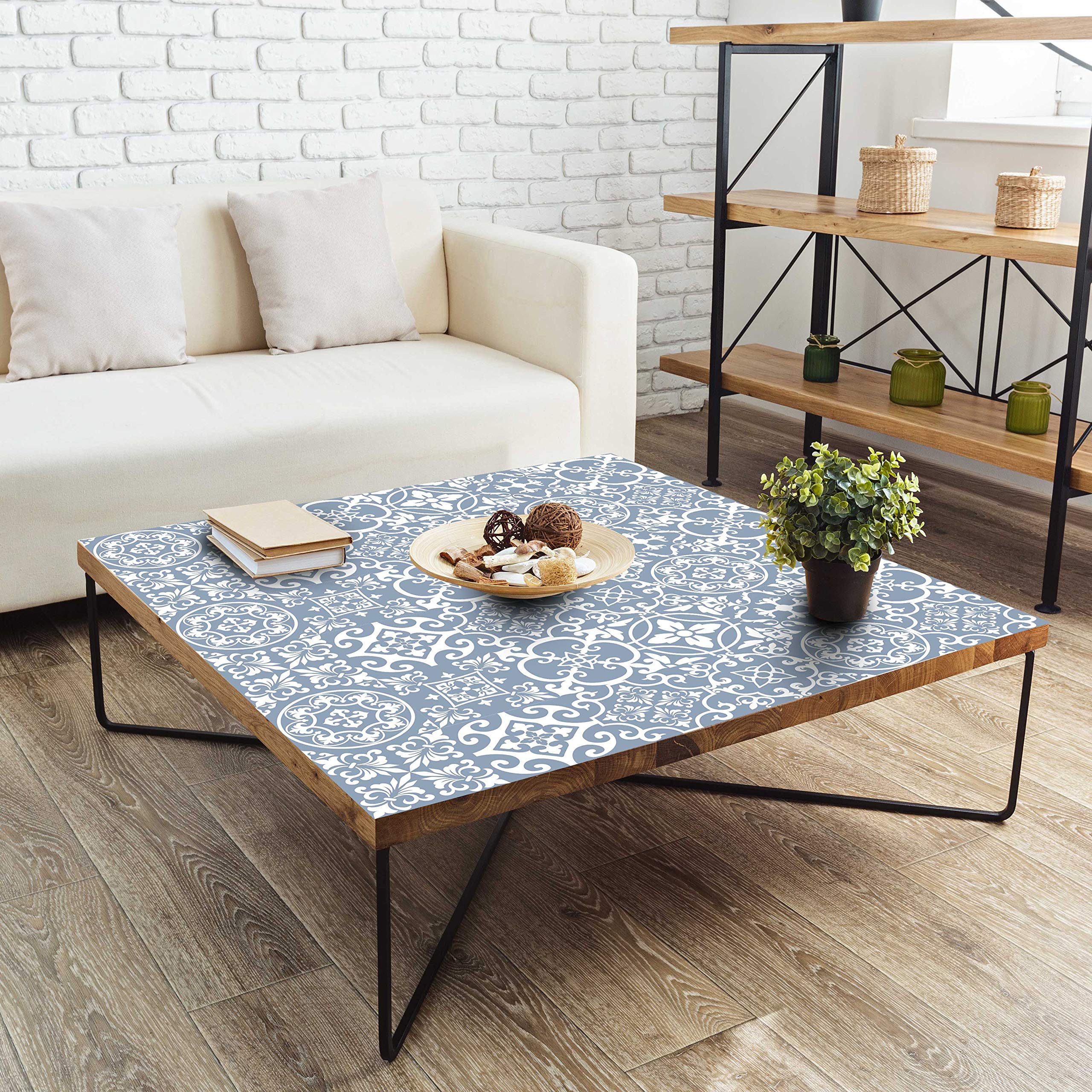 Blue Tile Stickers Victorian Morrocan Modern self Adhesive wall Art Decor transfers- Bathroom backsplash Kitchen splashbacks Floral Decals Peel and Stick (Mixed Blue Modern, 6 inch) Pack of 9