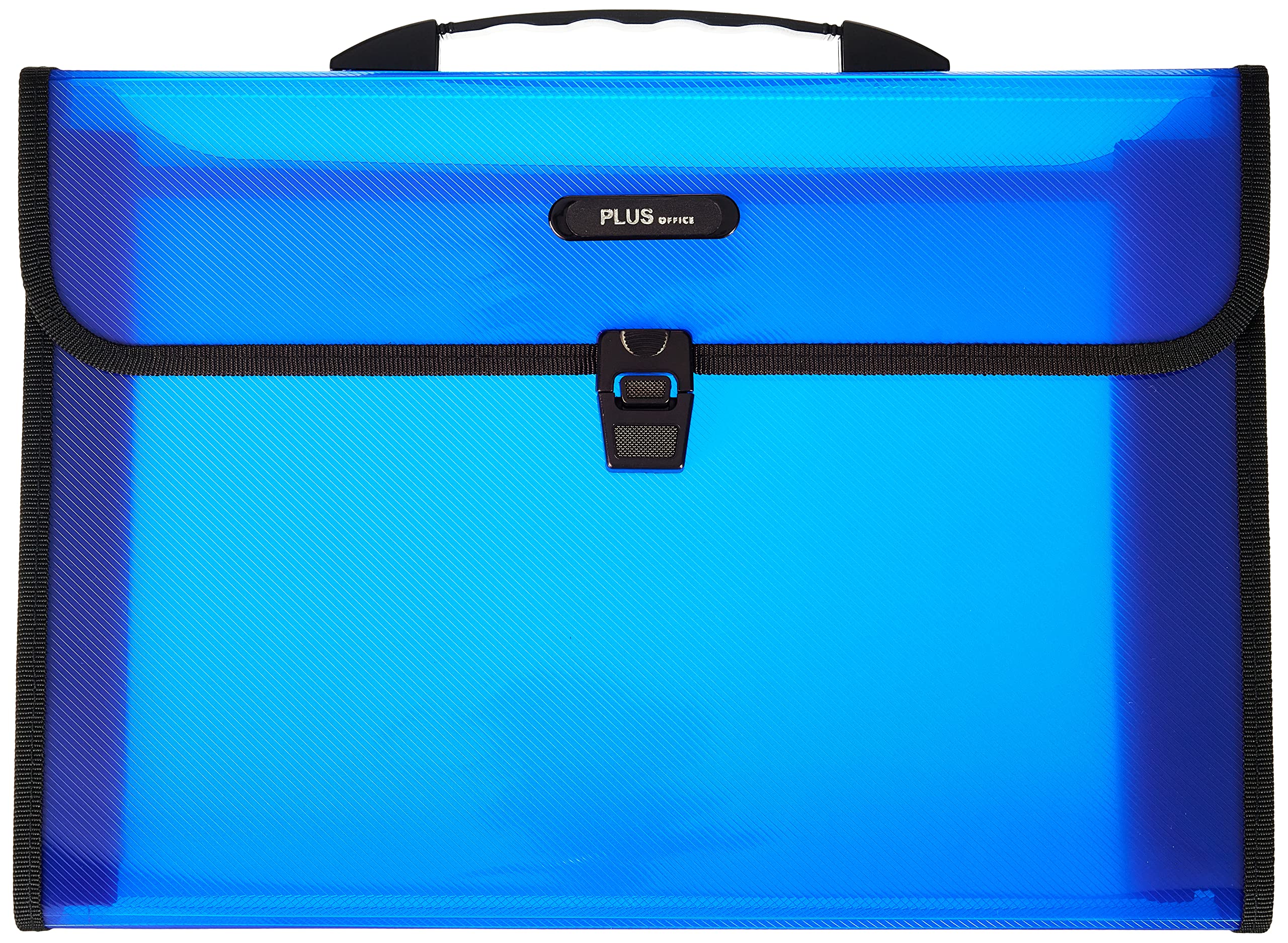 Plus Office 180216 – Briefcase 2 Compartments for A4, Blue Translucent