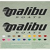 Pair of Malibu Boat Compatible Replacement Restoration Decals Vinyl Stickers Outboard Motor Set of 2 (12", Black 070)