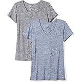 Amazon Essentials Women's 2-Pack Tech Stretch Short-Sleeve V-Neck T-Shirt