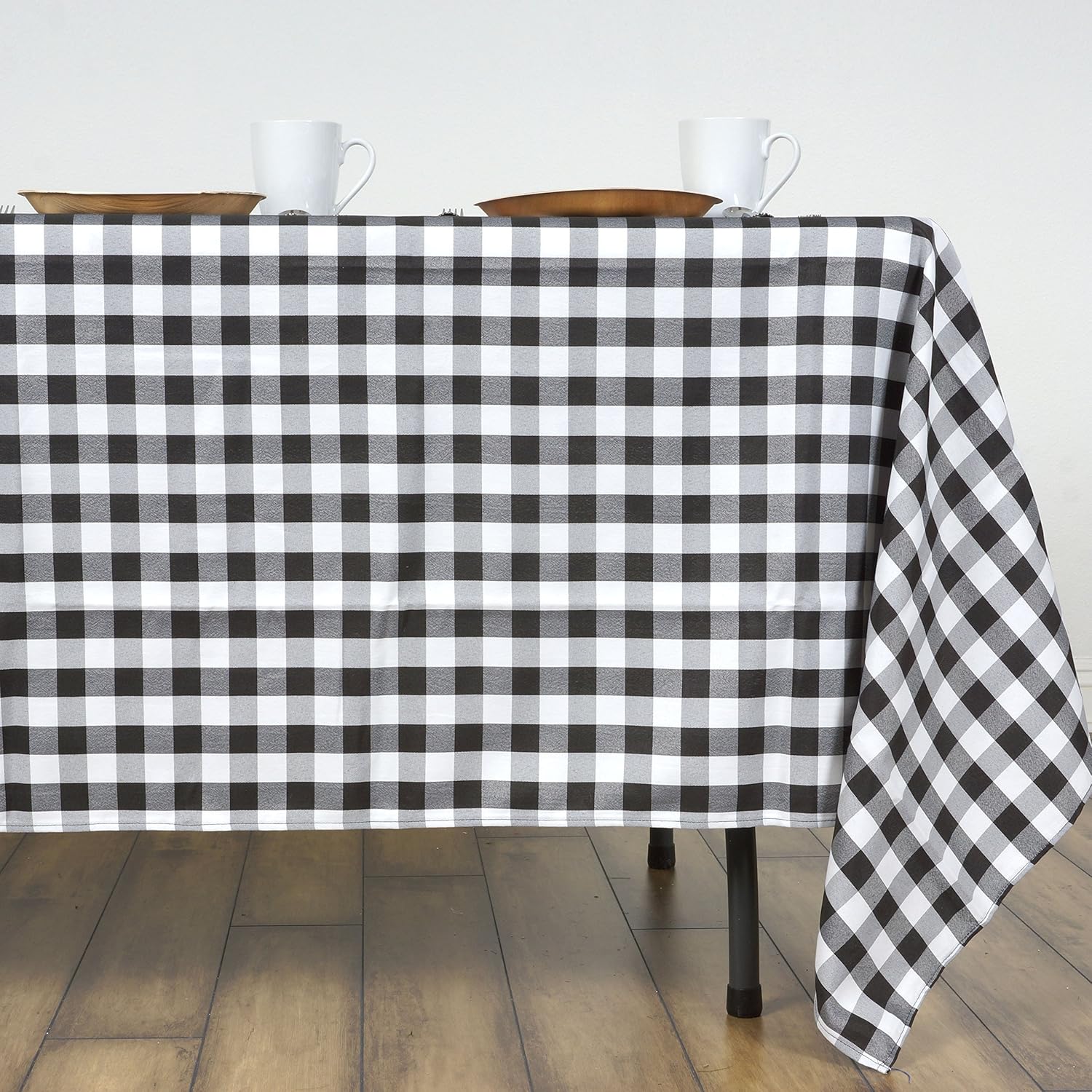 Best 60 inch blue and white check polyester table cloth