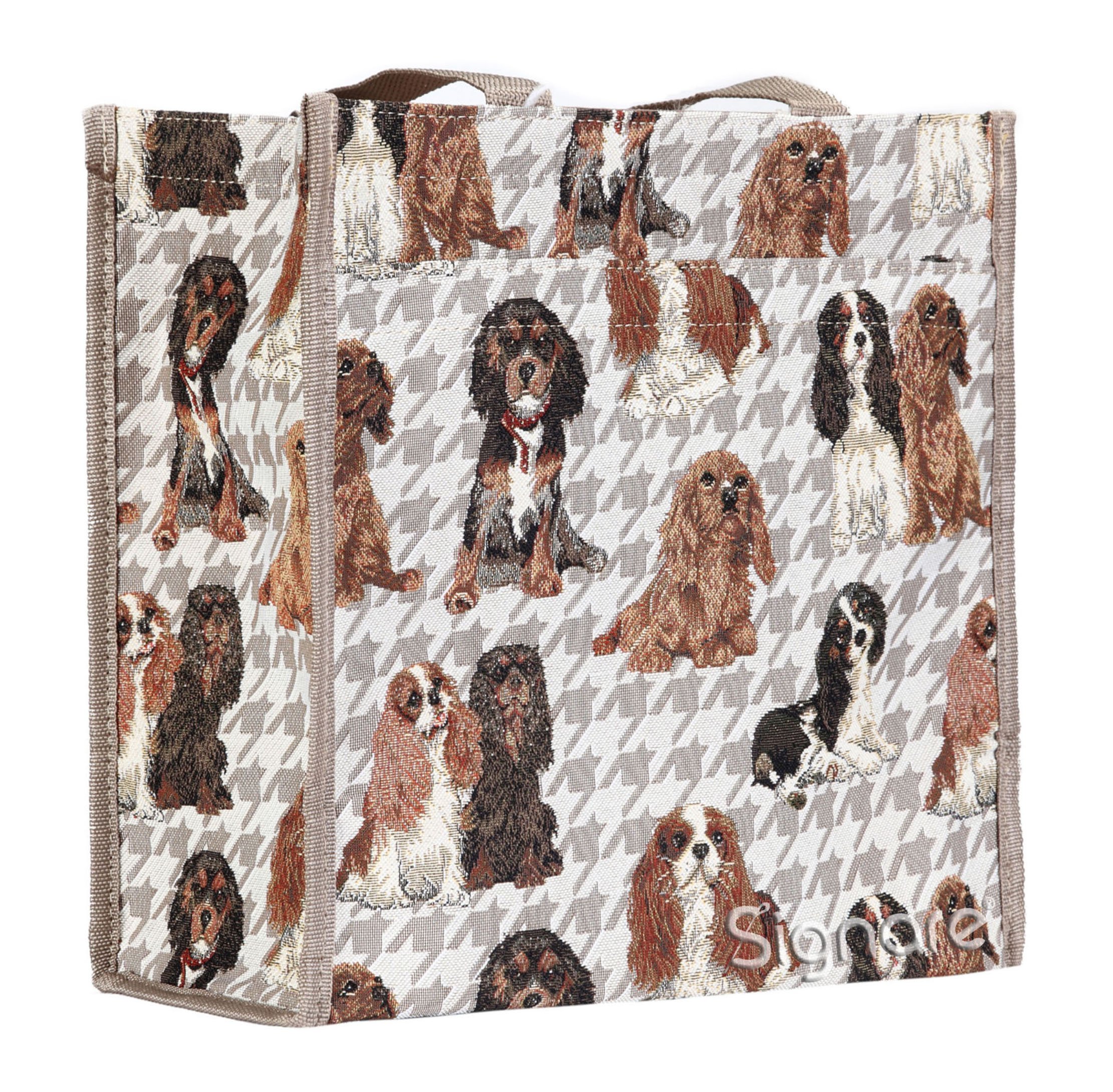 Signare Tapestry Shoulder Bag Shopping Bag for Women with Dog Design (King Charles Spaniel, SHOP-KGCS)