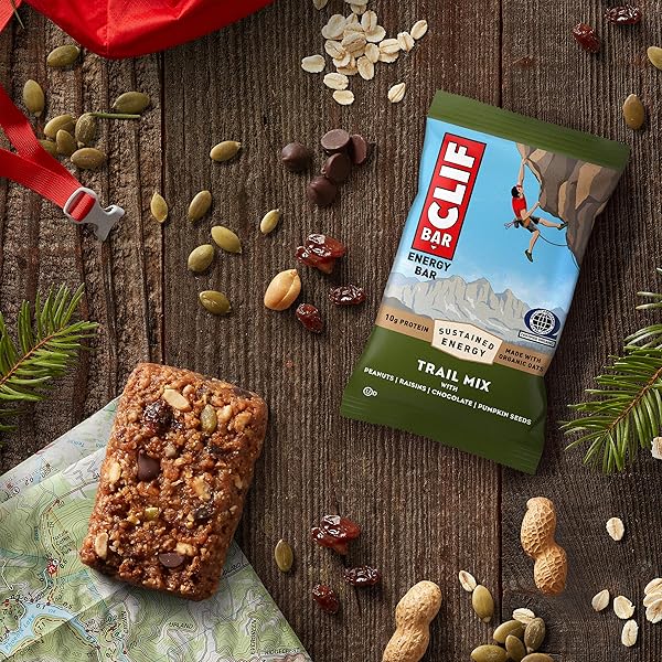 CLIF BAR – ENERGY PROTEIN BARS – TRAIL MIX – MADE WITH ORGANIC OATS – ENERGY BARS – NON-GMO – (5 PACK)