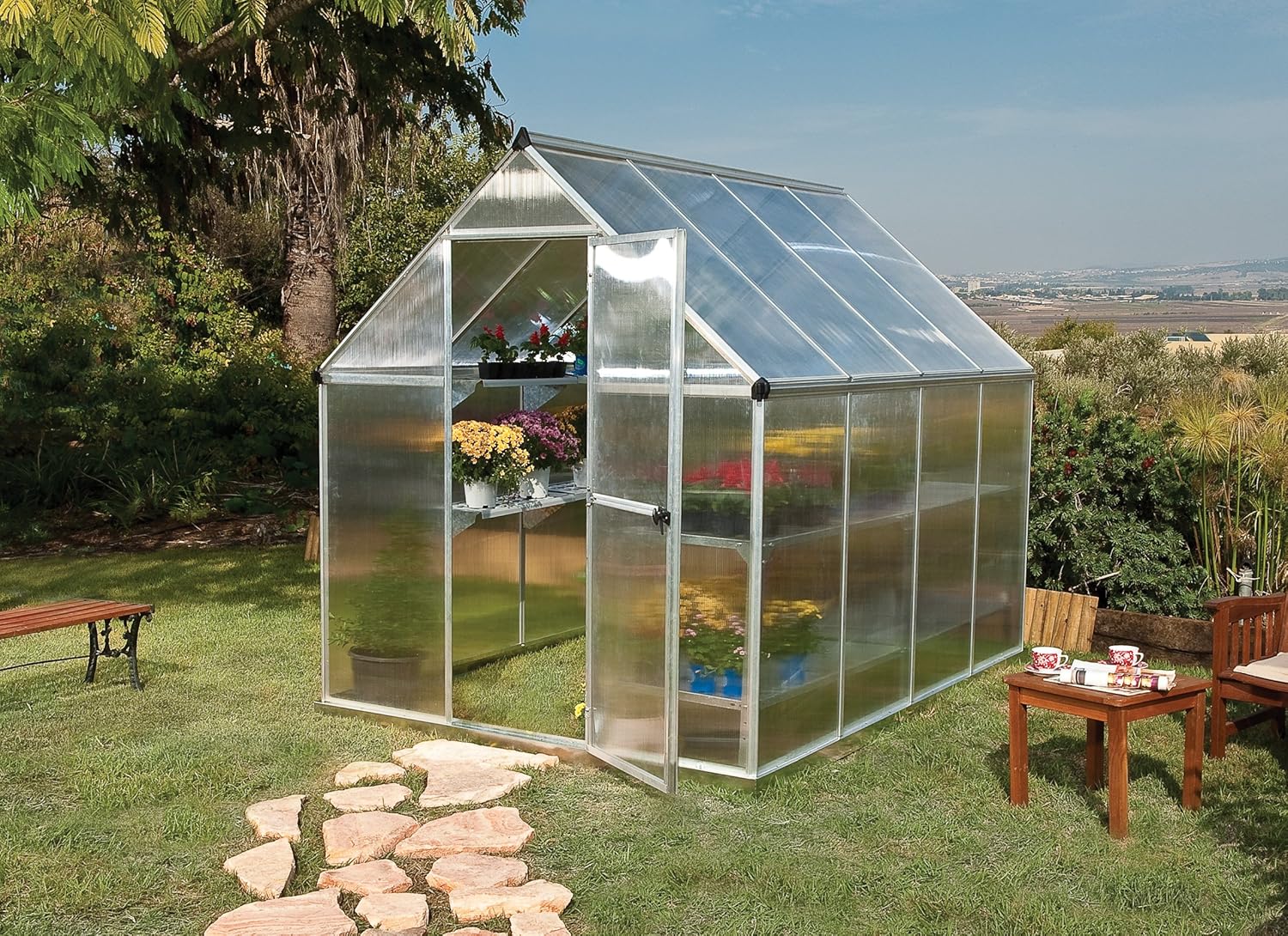 Greenhouses & Accessories Palram HG5005PH Mythos Greenhouse Silver 6x4