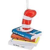 Hallmark Dr. Seuss Hat on Books Christmas Ornament, Gifts for Dr. Seuss Fans
