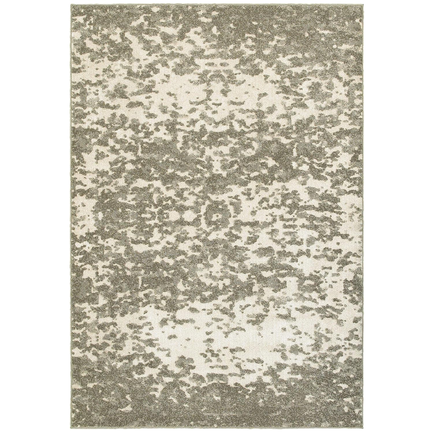 Style Haven Ivory/Grey Polypropylene Plush Abstract Area