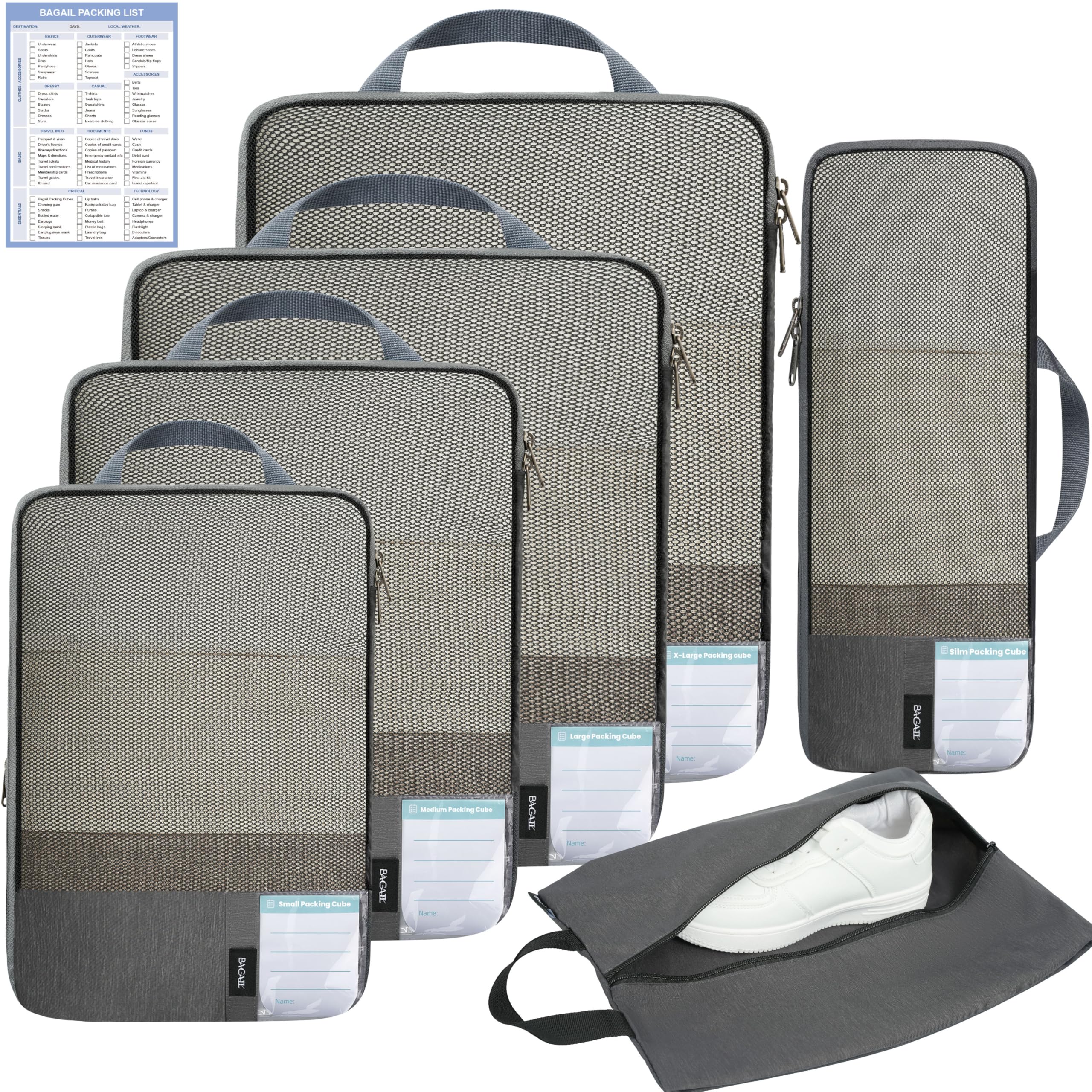 Photo 1 of BAGAIL 6 Set/4 Set Lightweight Compression Packing Cubes for Travel, Anti-Tearing Expandable Organizer Bags for Suitcase(6 Set, DarkGrey)