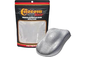 Custom Shop Metal Flake for Automotive Paint, Chrome Silver, 4oz Micro .004" Metal Flakes for Car Paint, UV Resistant Glitter Paints Additive for Epoxy Resin & Custom Finishes