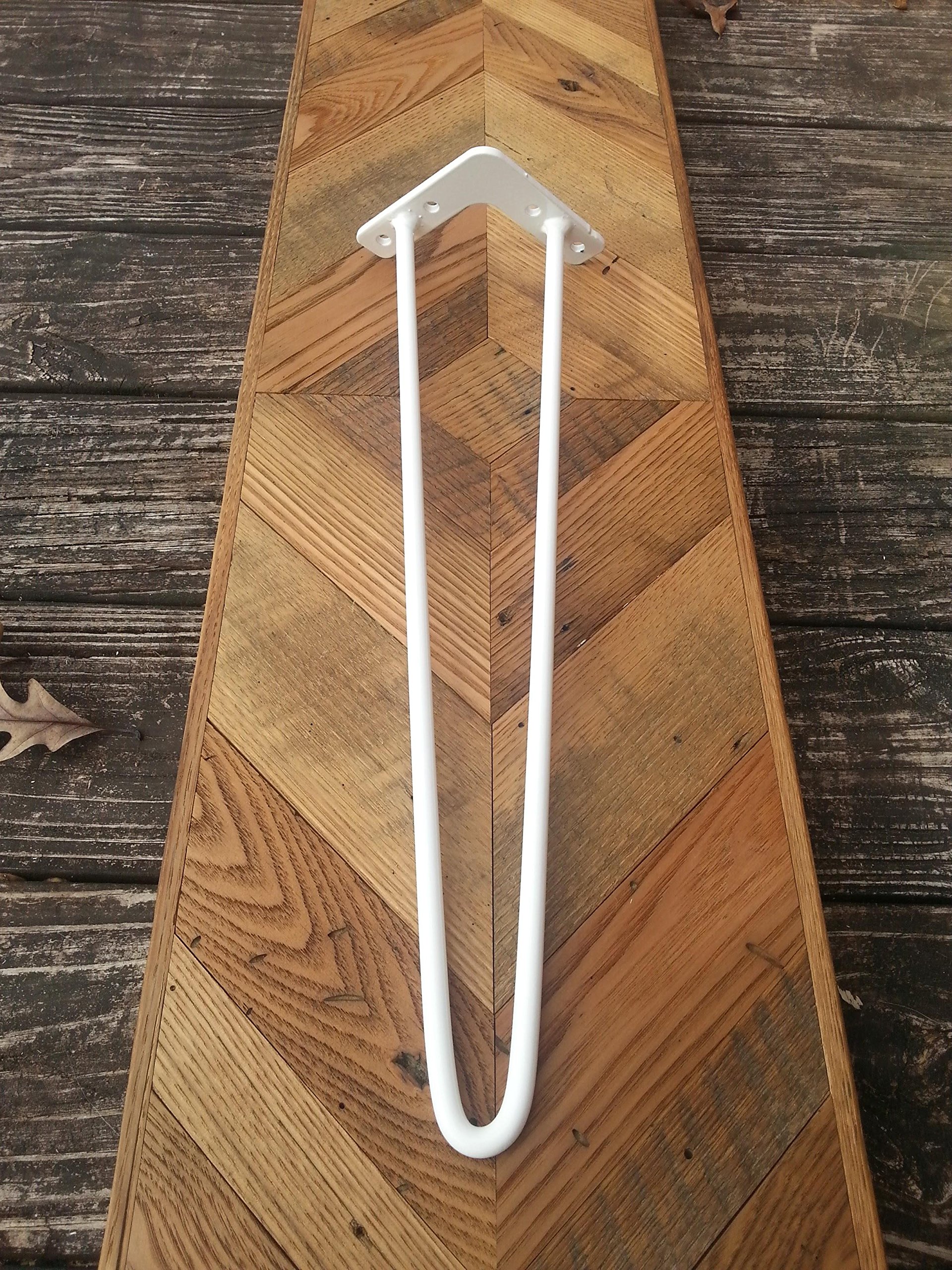 White Powder Coated 16 Inch Hairpin Leg