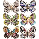 Axmerdal 6PCS Multicolor butterfly brooch pins for women fashion butterfly brooches Lapel pins set Crystal Rhinestone Ladies Gorgeous Butterfly Brooch for Bride, Prom, Bridal