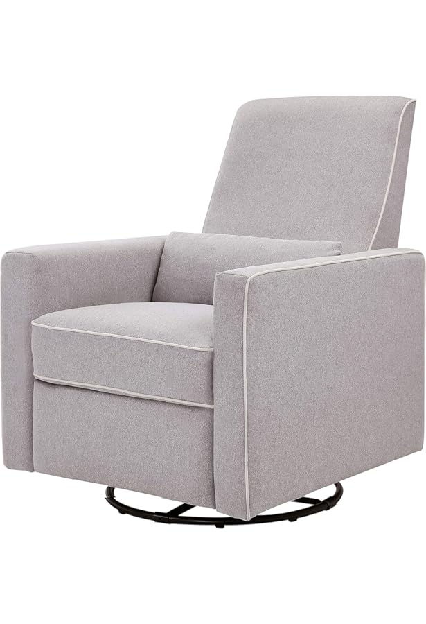 DaVinci Olive Upholstered Swivel Glider With Bonus Ottoman In Cream