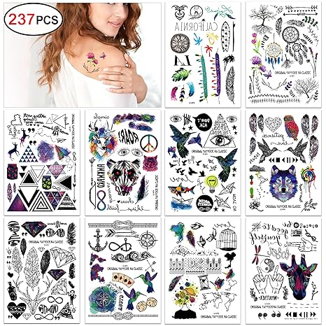 Temporäre Klebe Tattoos Flash Tattoos temporär Tätowierung Körperkunst Aufkleber Tattoos Sticker Körper Schmuck für Urlaub Ge