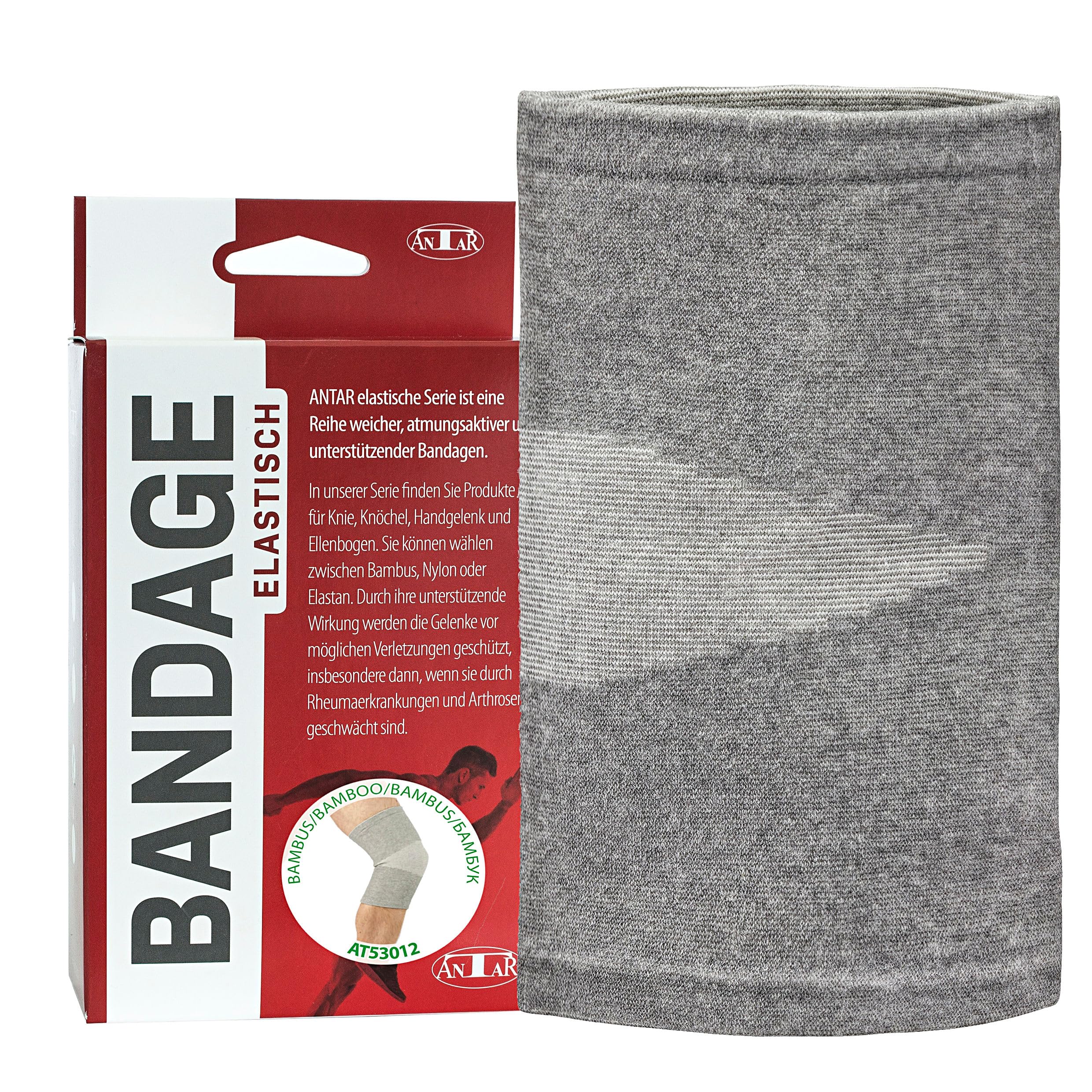 Antar Bamboo Fibre Knee Bandage, Large, Gray