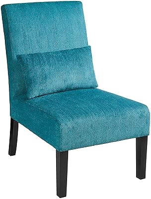 Roundhill Furniture Pisano Teal Blue Armless Accent Chair