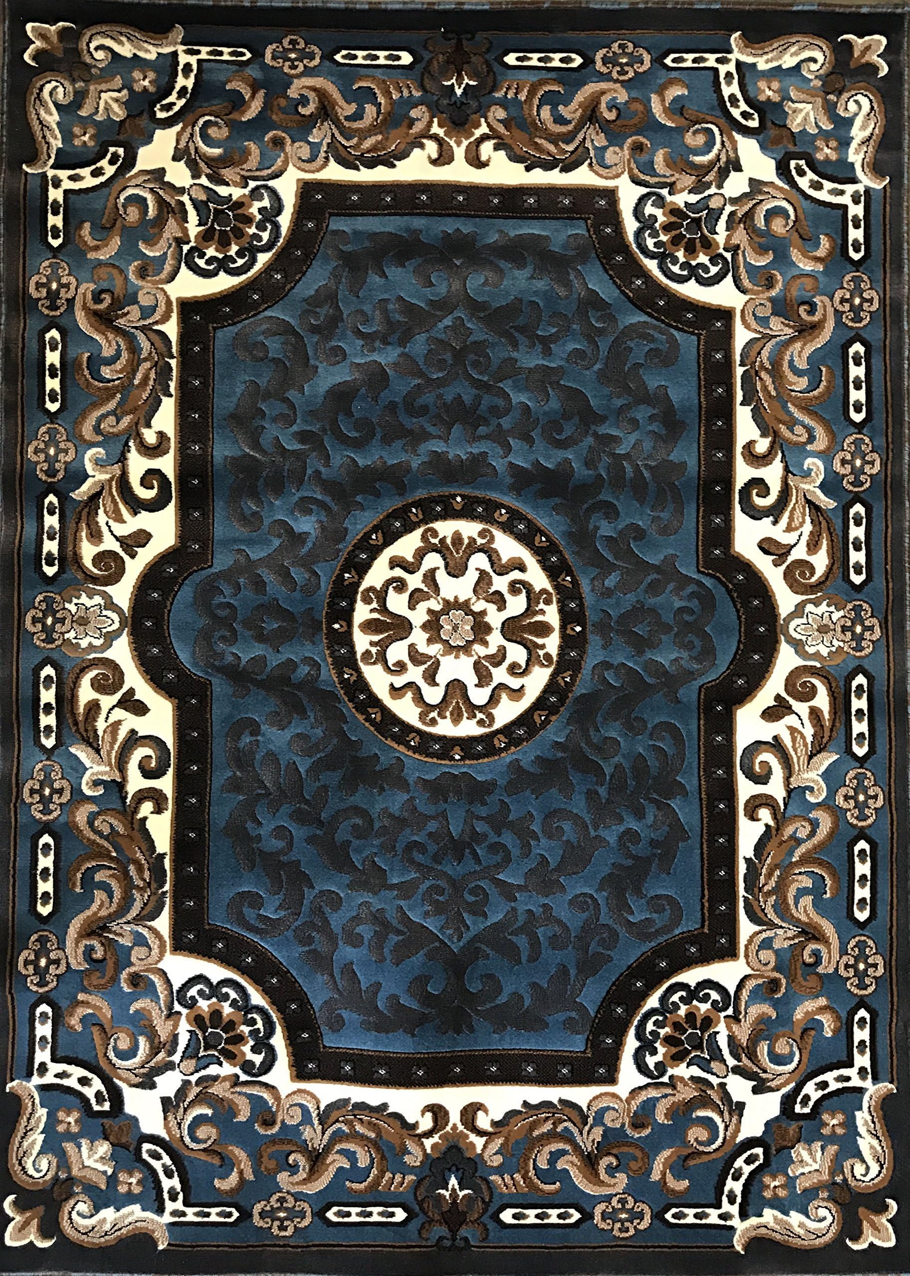Traditional Area Rug Light Blue Persian Kingdom Design #D123(8ft.X10ft.)