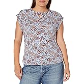 Star Vixen Womens Women's Roll Tap Sleeve Dollman Body Keyhole Neckline TopBlouse