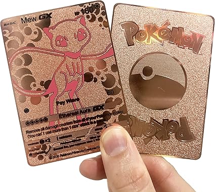 Amazon Com Mew Gx Full Art Rose Gold Metal Custom Pokemon Card Toys Games