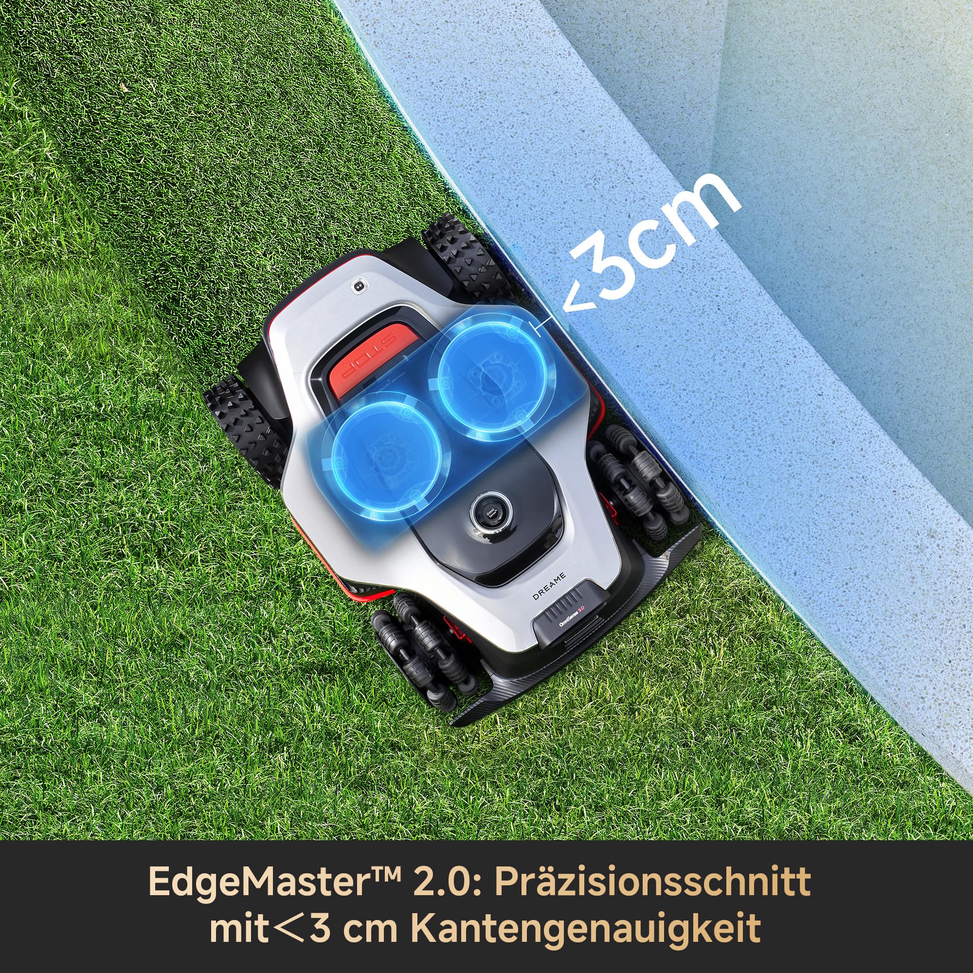 DREAME A3 AWD Pro 3500 Robot-Rasenmäher, für 3500 m², 4WD-Nabenmotoren, ohne RTK, 360° 3D-LiDAR & KI-Vision, Steigfähigkeit bis zu 80% (38,7°), EdgeMaster 2.0: ＜ 4 cm Kantenpräzision 8