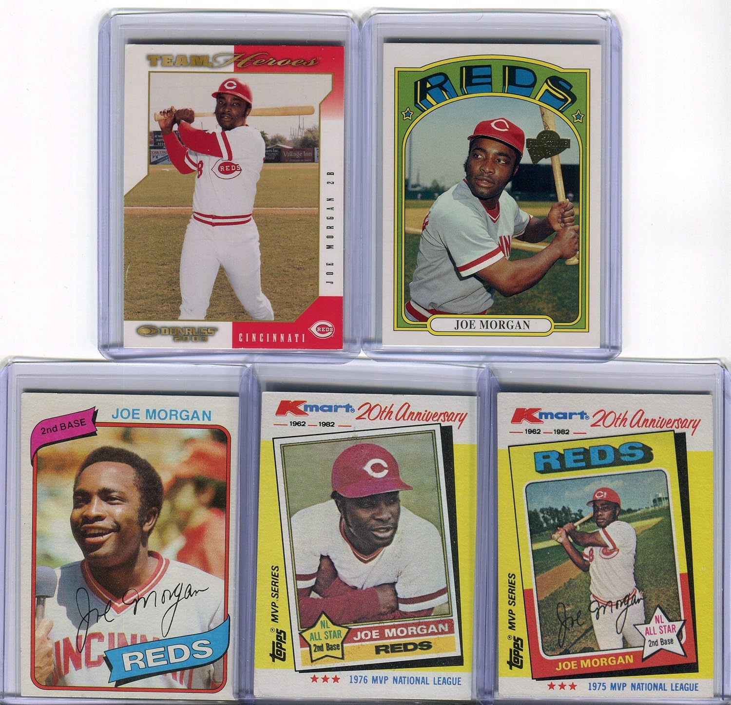 Amazon Com Joe Morgan Cincinnati Reds Assorted Baseball Cards 5 Card Lot Sports Collectibles