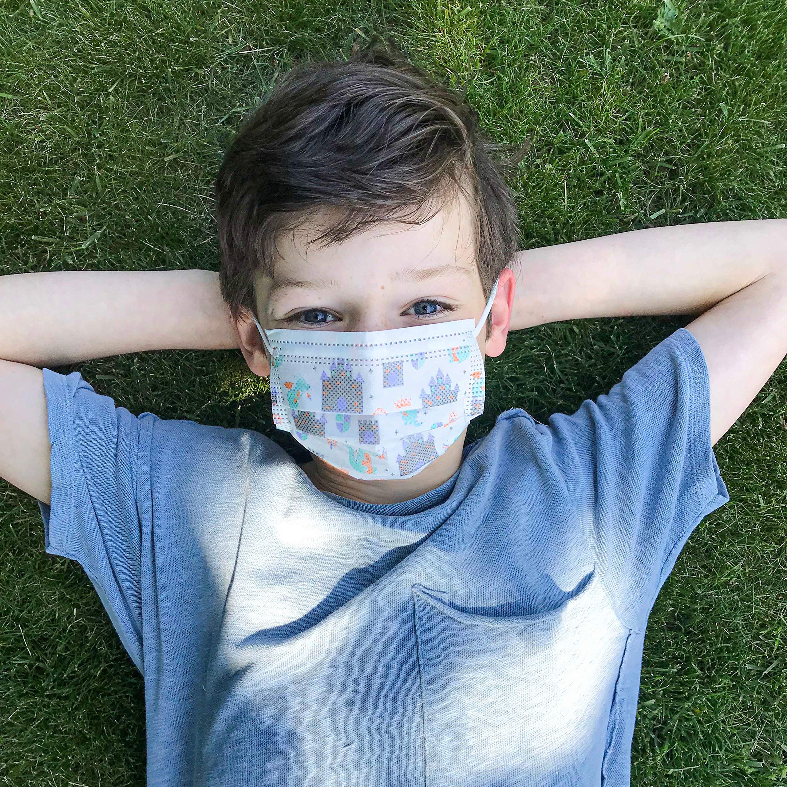 Dr. Talbot's Disposable Protective Face Masks for Boys 2-5 Years - 10-Count - Disposable 3-Layer Single Use Face Masks with Easy-Bend Nose Clip and Soft Ear Loops