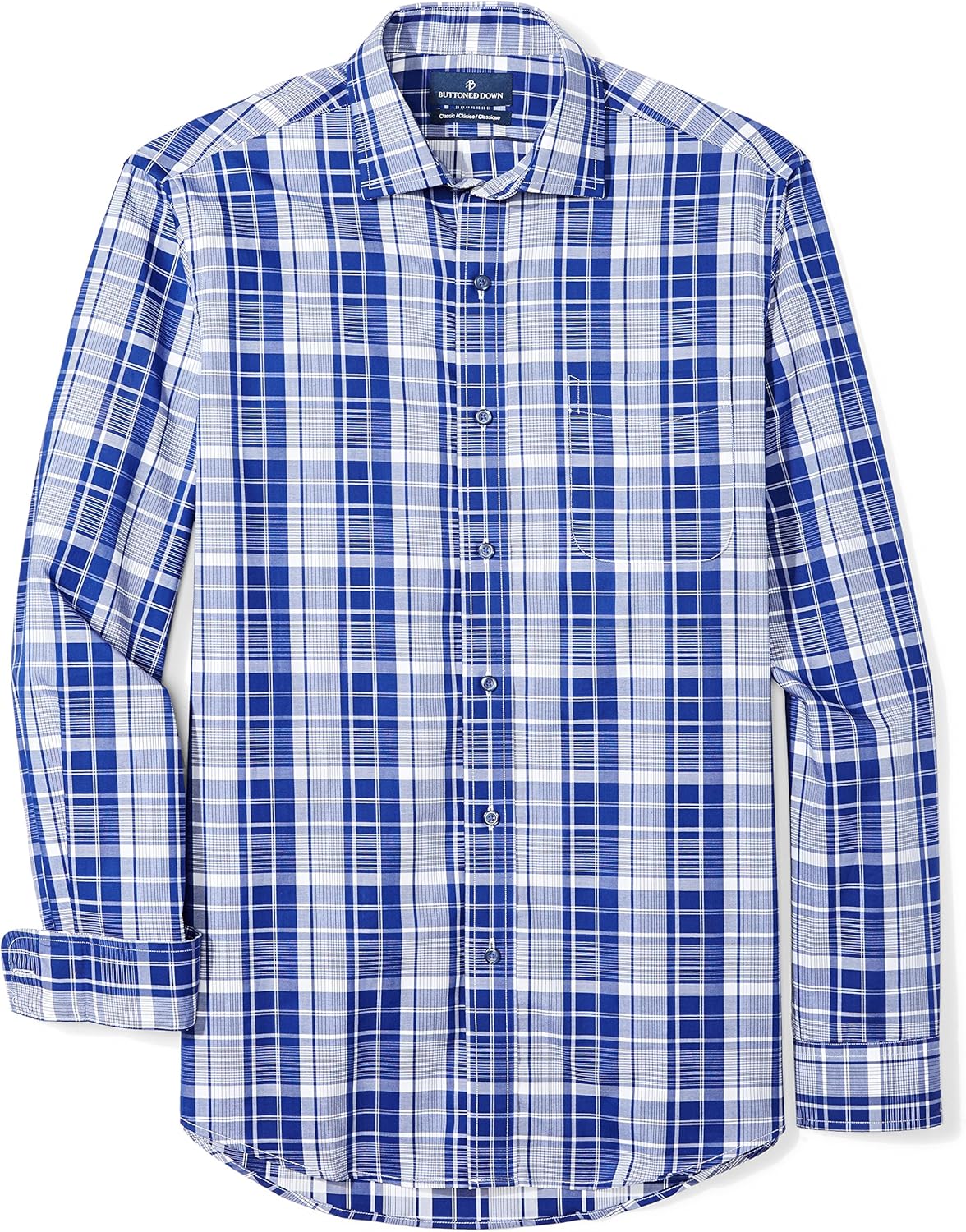 BUTTONED DOWN Men's Classic Fit Spread-Collar Supima Cotton Dress Casual Shirt: Clothing