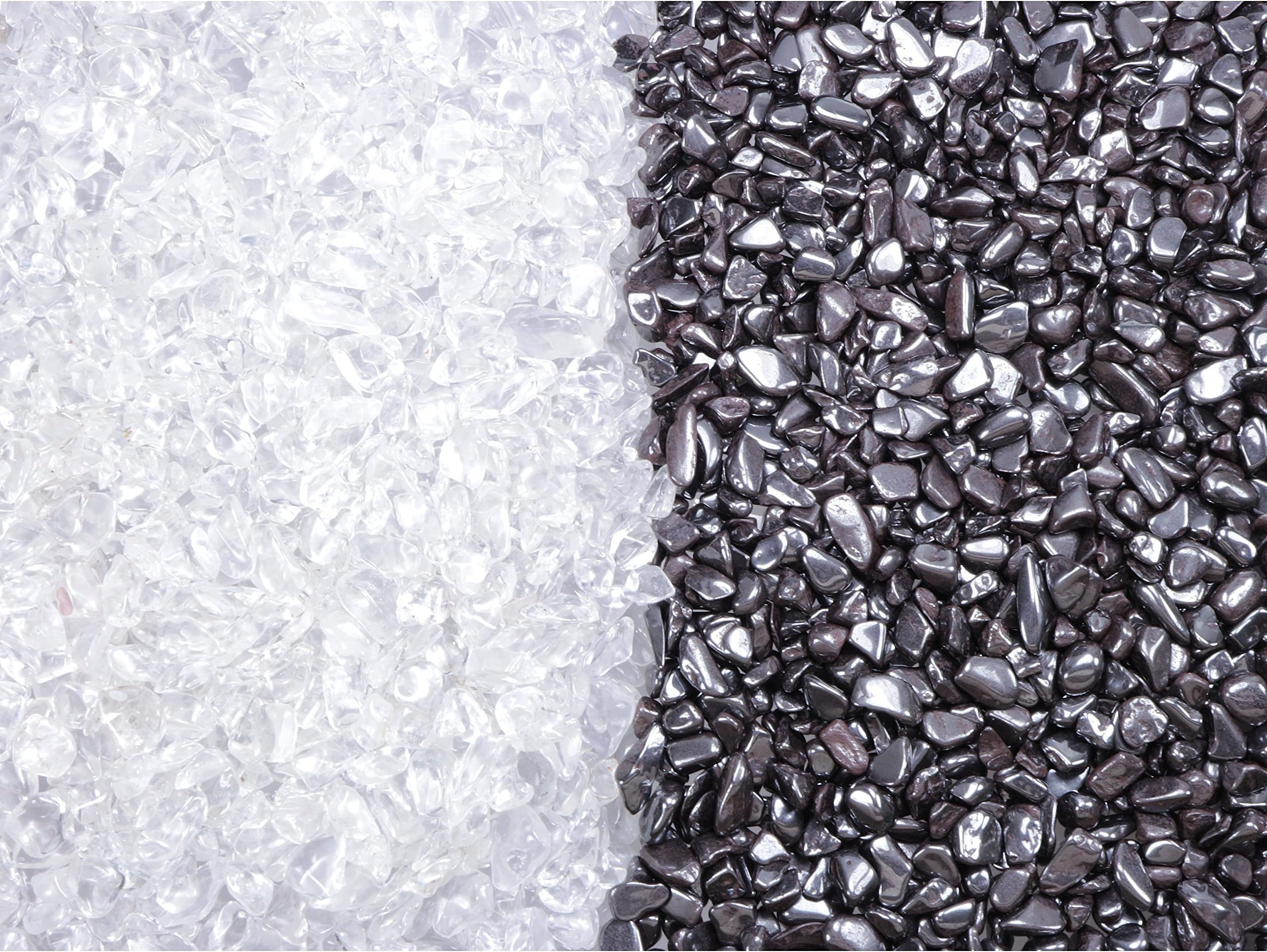 Loading stones quartz crystal and discharge stones Haematite tumbled stones 1 kg (each 500 g) chips 6-9 mm