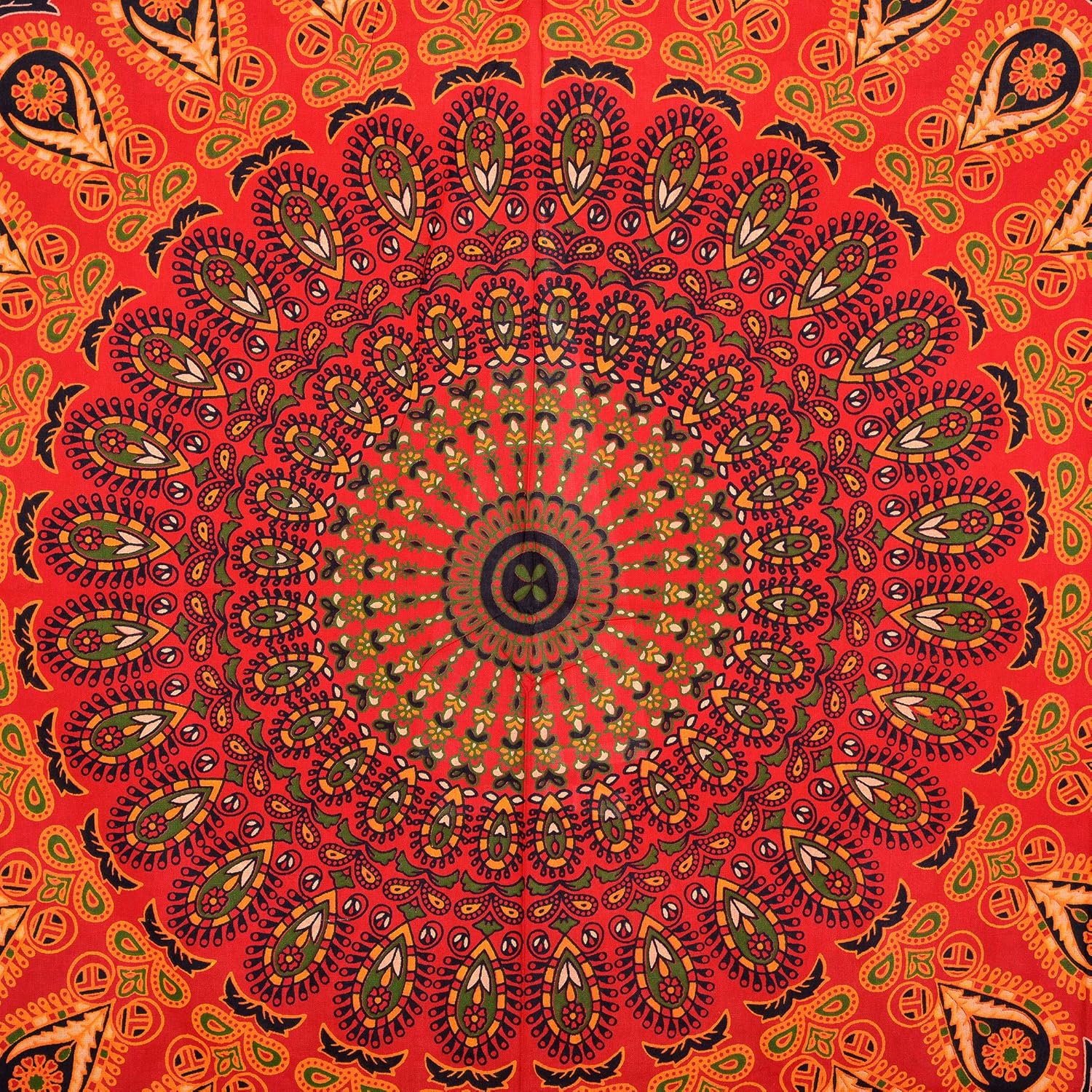Future Handmade Twin Size Red Mandala Tapestry Wall Tapestry Home Decor Bedroom Bed Sheet Hippie Tapestry Wall Hanging Bohemian Tapestry Room Decoration 100% Cotton Bedspread - Image 4