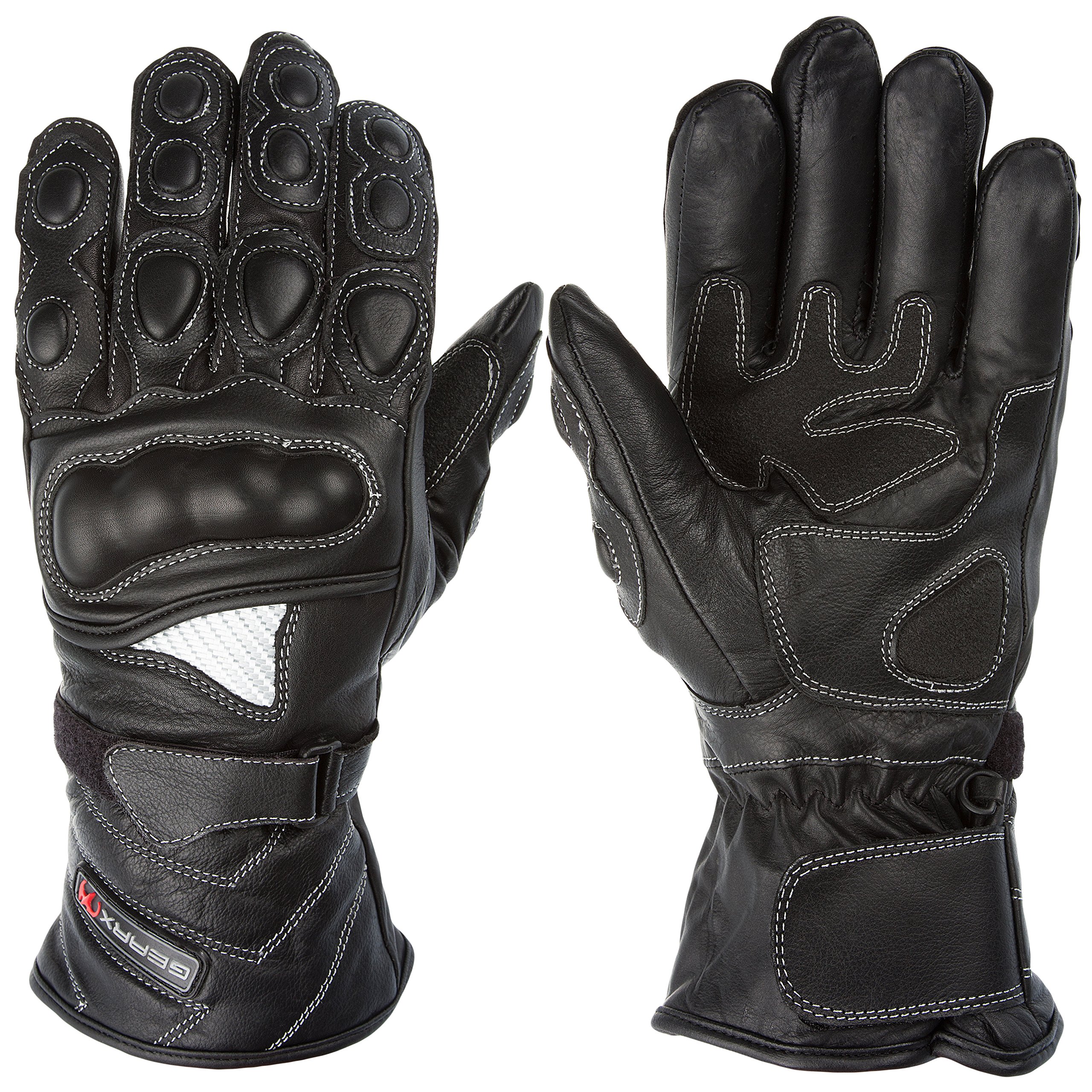 Leather Motorbike Gloves Waterproof Winter Thermal Carbon Shell