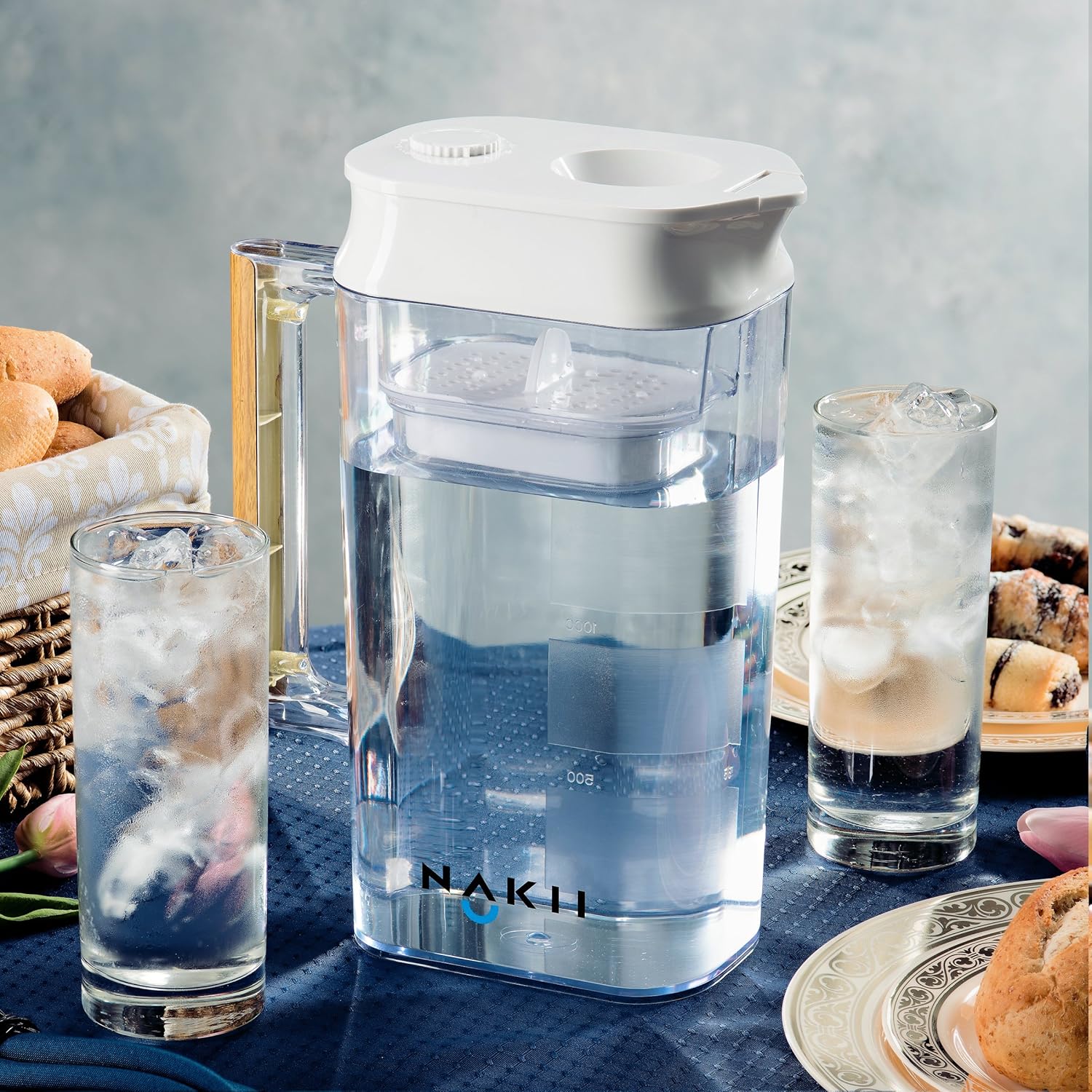 Nakii Water Filter Pitcher - Long Lasting (150 Gallons) | Supreme Fast Filtration and Purification Technology | Removes Chlorine, Metals & Sediments for Clean Tasting Drinking Water | WQA Certified: Kitchen & Dining