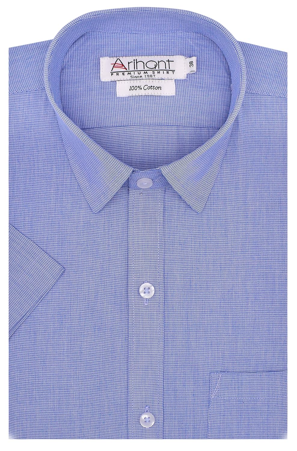 arihant men's checkered half sleeves reguler fit 100% cotton formal shirts