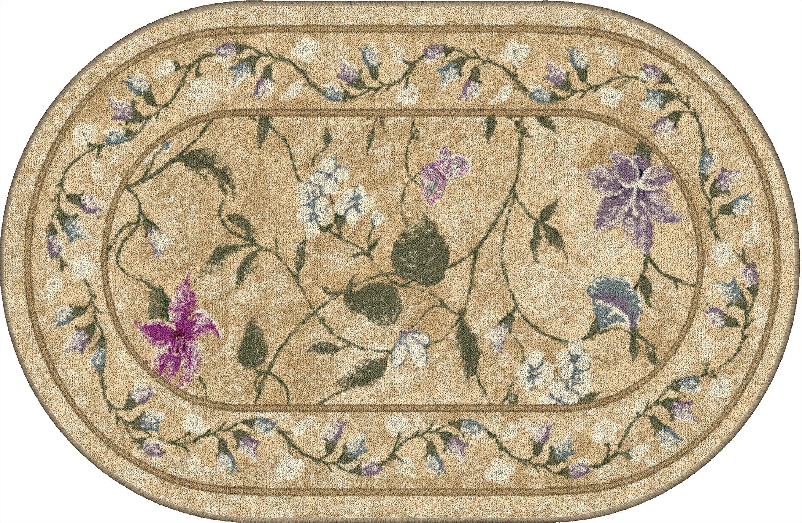Brumlow Mills Butterfly Floral Area Rug for Kitchen, Dining, Living Room, Bedroom, Doorway Mat or Home Accent Carpet, 30" x 46", Topaz