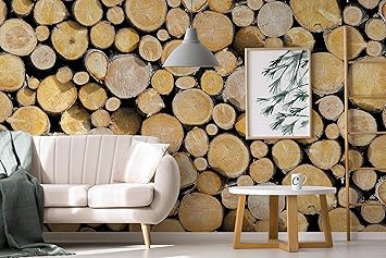 Vliestapete in Holzoptik Baumstämme - Fototapete mit Holz Muster - UV- & wasserbeständiger Druck - Holztapete inklusive Kleis